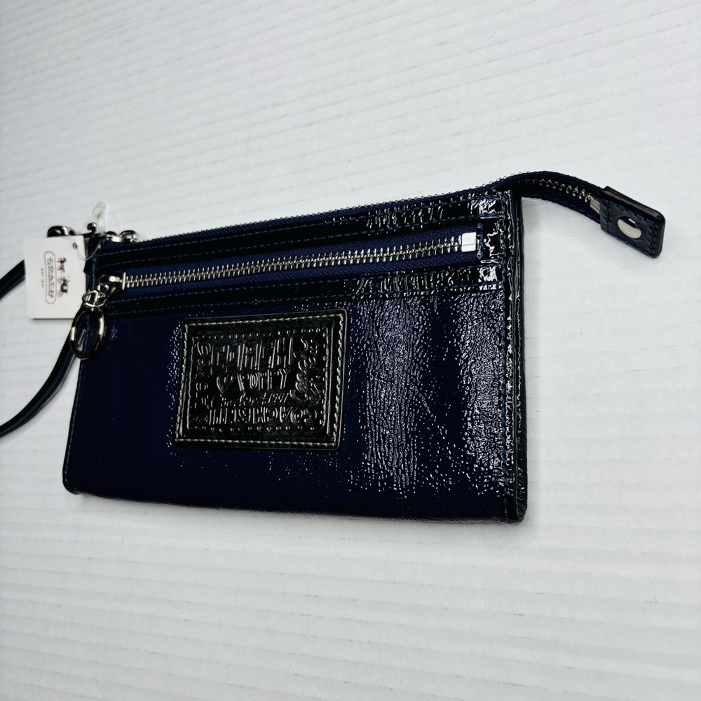 New COACH Poppy Purple Patent Leather Wristlet Wallet - Picture 4 of 8